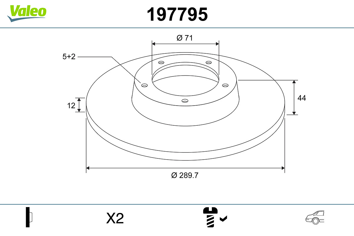 VALEO 197795 Bromsskiva